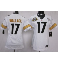 Women Nike Pittsburgh Steelers #17 Mike Wallace White Jersey W 80th P-atch
