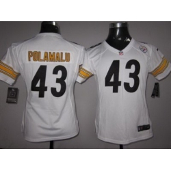 Women Nike Pittsburgh Steelers 43# Popamalu White Nike NFL Jerseys