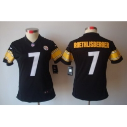 Women Nike Pittsburgh Steelers 7# Ben Roethlisberge Black Color[Women's NIKE LIMITED Jersey]