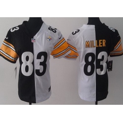 Women Nike Pittsburgh Steelers 83 Heath Miller White Black Split NFL Jerseys
