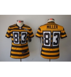 Women Nike Pittsburgh Steelers 83# Heath Miller Yellow-Black 80th Throwback Limited Jerseys