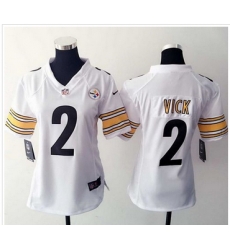 Women Nike Steelers #2 Michael Vick White Stitched NFL Elite Jersey
