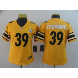 Women Nike Steelers 39 Minkah Fitzpatrick Yellow Inverted Legend Limited Jersey