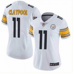 Women Pittsburgh Steelers 11 Chase Claypool White Vapor Untouchaable Limited Stitched Jersey