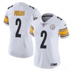 Women Pittsburgh Steelers 2 Justin Fields White Vapor Stitched Football Jersey