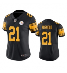 Women Pittsburgh Steelers 21 Tre Norwood Black Color Rush Limited Stitched Jersey