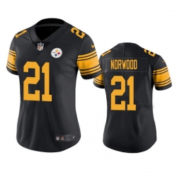 Women Pittsburgh Steelers 21 Tre Norwood Black Color Rush Limited Stitched Jersey