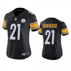 Women Pittsburgh Steelers 21 Tre Norwood Black Vapor Untouchable Limited Stitched Jersey