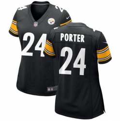 Women Pittsburgh Steelers 24 Joey Porter Jr  Black 2023 Draft Stitched Game Jersey
