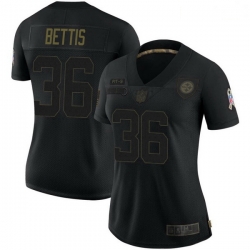 Women Pittsburgh Steelers 36 Jerome Bettis Black Limited 2020 Salute To Service Jersey