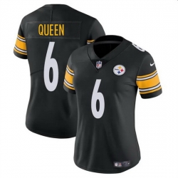 Women Pittsburgh Steelers 6 Patrick Queen Black Vapor Stitched Football Jersey