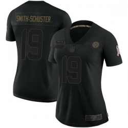 Women Pittsburgh Steelers 7 JuJu Smith-Schuster Black Limited 2020 Salute To Service Jersey