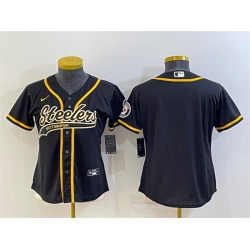 Women Pittsburgh Steelers Blank Black With Patch Cool Base Stitched Baseball Jersey