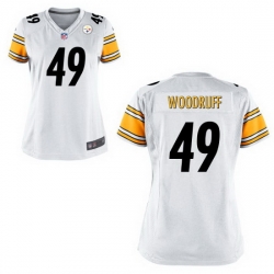 Women Steelers #49 Dwayne Woodruff White Game Stitched NFL Jersey