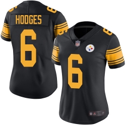 Women Steelers 6 Devlin Hodges Black Stitched Football Limited Rush Jersey