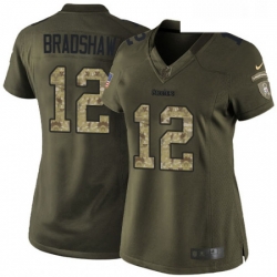 Womens Nike Pittsburgh Steelers 12 Terry Bradshaw Elite Green Salute to Service NFL Jersey