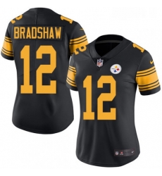 Womens Nike Pittsburgh Steelers 12 Terry Bradshaw Limited Black Rush Vapor Untouchable NFL Jersey