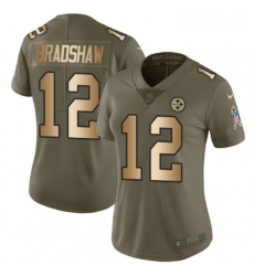Womens Nike Pittsburgh Steelers 12 Terry Bradshaw Limited OliveGold 2017 Salute to Service NFL Jersey