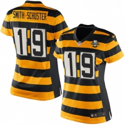 Womens Nike Pittsburgh Steelers 19 JuJu Smith Schuster Elite YellowBlack Alternate 80TH Anniversary Throwback NFL Jersey