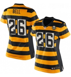 Womens Nike Pittsburgh Steelers 26 LeVeon Bell Game YellowBlack Alternate 80TH Anniversary Throwback NFL Jersey