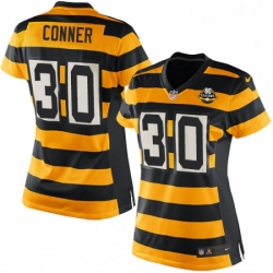 Womens Nike Pittsburgh Steelers 30 James Conner Elite YellowBlack Alternate 80TH Anniversary Throwback NFL Jersey