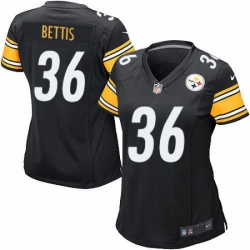 Womens Nike Pittsburgh Steelers 36 Jerome Bettis Game Black Team Color NFL Jersey