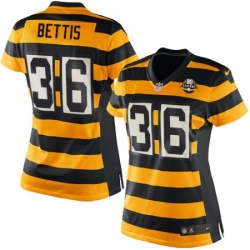 Womens Nike Pittsburgh Steelers 36 Jerome Bettis Game YellowBlack Alternate 80TH Anniversary Throwback NFL Jersey