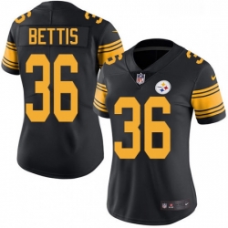 Womens Nike Pittsburgh Steelers 36 Jerome Bettis Limited Black Rush Vapor Untouchable NFL Jersey