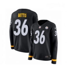Womens Nike Pittsburgh Steelers 36 Jerome Bettis Limited Black Therma Long Sleeve NFL Jersey