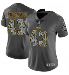 Womens Nike Pittsburgh Steelers 43 Troy Polamalu Gray Static Vapor Untouchable Limited NFL Jersey