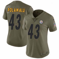 Womens Nike Pittsburgh Steelers 43 Troy Polamalu Limited Olive 2017 Salute to Service NFL Jersey