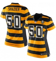 Womens Nike Pittsburgh Steelers 50 Ryan Shazier Elite YellowBlack Alternate 80TH Anniversary Throwback NFL Jersey