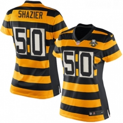 Womens Nike Pittsburgh Steelers 50 Ryan Shazier Elite YellowBlack Alternate 80TH Anniversary Throwback NFL Jersey