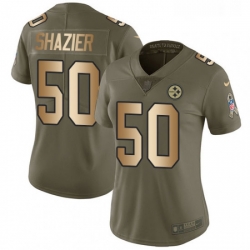 Womens Nike Pittsburgh Steelers 50 Ryan Shazier Limited OliveGold 2017 Salute to Service NFL Jersey