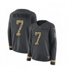 Womens Nike Pittsburgh Steelers 7 Ben Roethlisberger Limited Black Salute to Service Therma Long Sleeve NFL Jersey