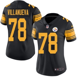 Womens Nike Pittsburgh Steelers #78 Alejandro Villanueva Elite Black Rush Vapor Untouchable NFL Jersey