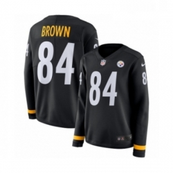 Womens Nike Pittsburgh Steelers 84 Antonio Brown Limited Black Therma Long Sleeve NFL Jersey