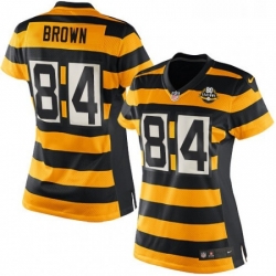 Womens Nike Pittsburgh Steelers 84 Antonio Brown Limited YellowBlack Alternate 80TH Anniversary Throwback NFL Jersey