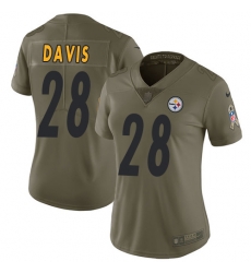 Womens Nike Steelers #28 Sean Davis Olive  Stitched NFL Limited 2017 Salute to Service Jersey