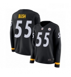 Womens Pittsburgh Steelers 55 Devin Bush Limited Black Therma Long Sleeve Football Jersey