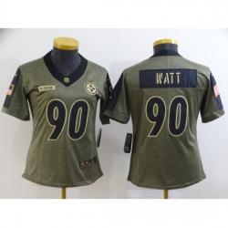 Women's Pittsburgh Steelers #90 T. J. Watt Nike Olive 2021 Salute To Service Limited Player Jersey