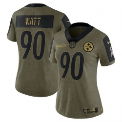 Women's Pittsburgh Steelers T.J. Watt Nike Olive 2021 Salute To Service Limited Player Jersey