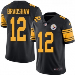 Youth Nike Pittsburgh Steelers 12 Terry Bradshaw Limited Black Rush Vapor Untouchable NFL Jersey