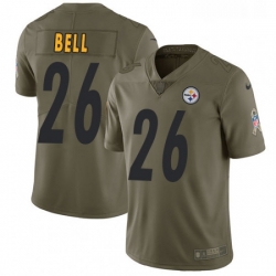 Youth Nike Pittsburgh Steelers 26 LeVeon Bell Limited Olive 2017 Salute to Service NFL Jersey