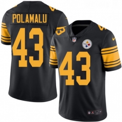 Youth Nike Pittsburgh Steelers 43 Troy Polamalu Limited Black Rush Vapor Untouchable NFL Jersey