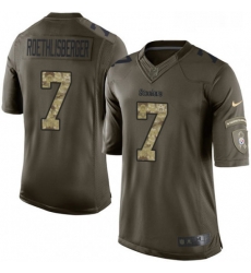 Youth Nike Pittsburgh Steelers 7 Ben Roethlisberger Elite Green Salute to Service NFL Jersey