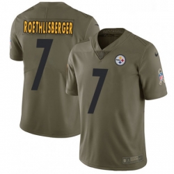Youth Nike Pittsburgh Steelers 7 Ben Roethlisberger Limited Olive 2017 Salute to Service NFL Jersey