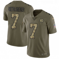 Youth Nike Pittsburgh Steelers 7 Ben Roethlisberger Limited OliveCamo 2017 Salute to Service NFL Jersey