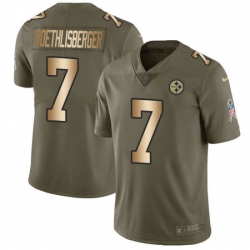 Youth Nike Pittsburgh Steelers 7 Ben Roethlisberger Limited OliveGold 2017 Salute to Service NFL Jersey