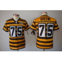 Youth Nike Pittsburgh Steelers 75# Joe Greene Yellow-Black 80th Patch Limited Jerseys